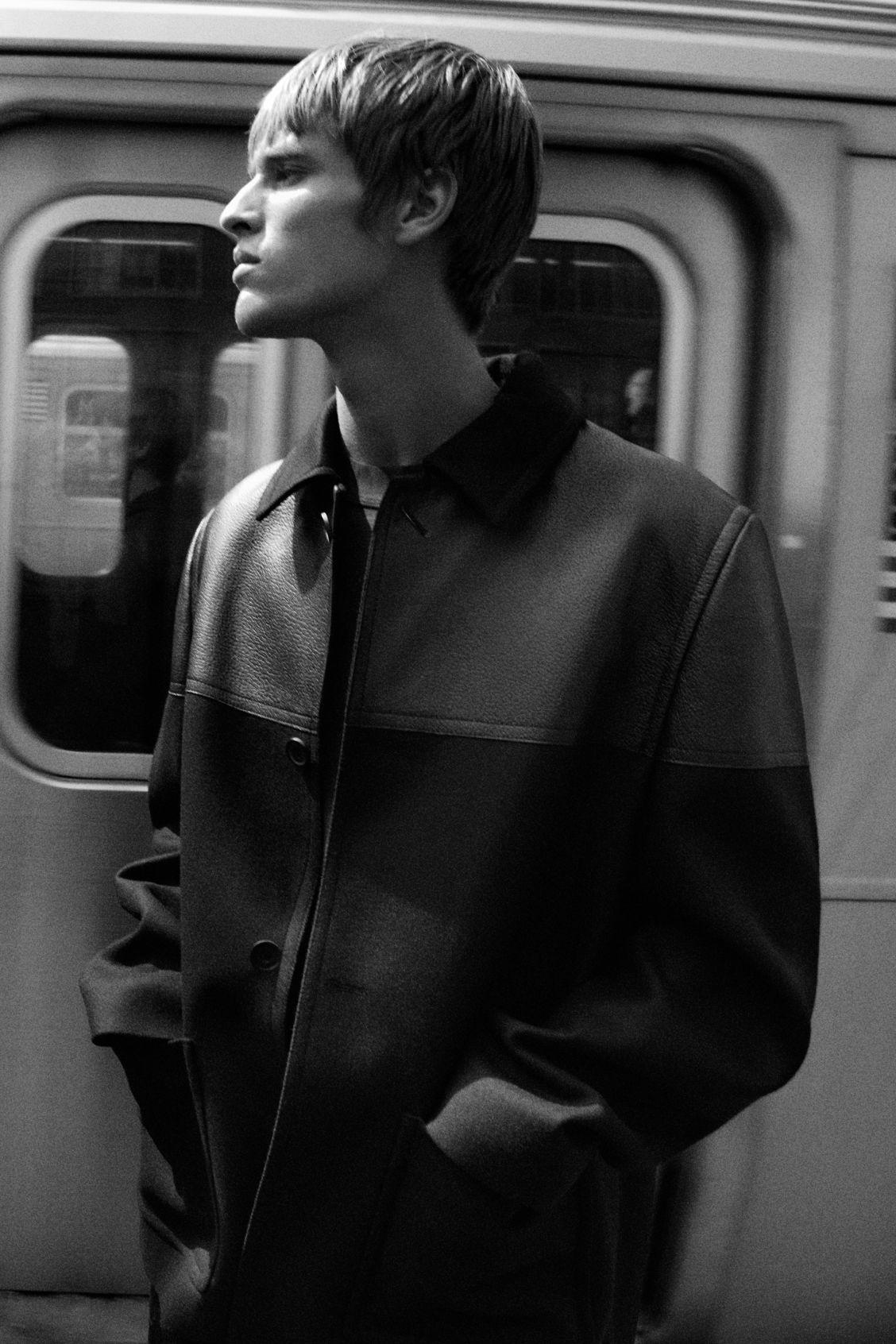 LEATHER-PANELED DONKEY JACKET Product Image