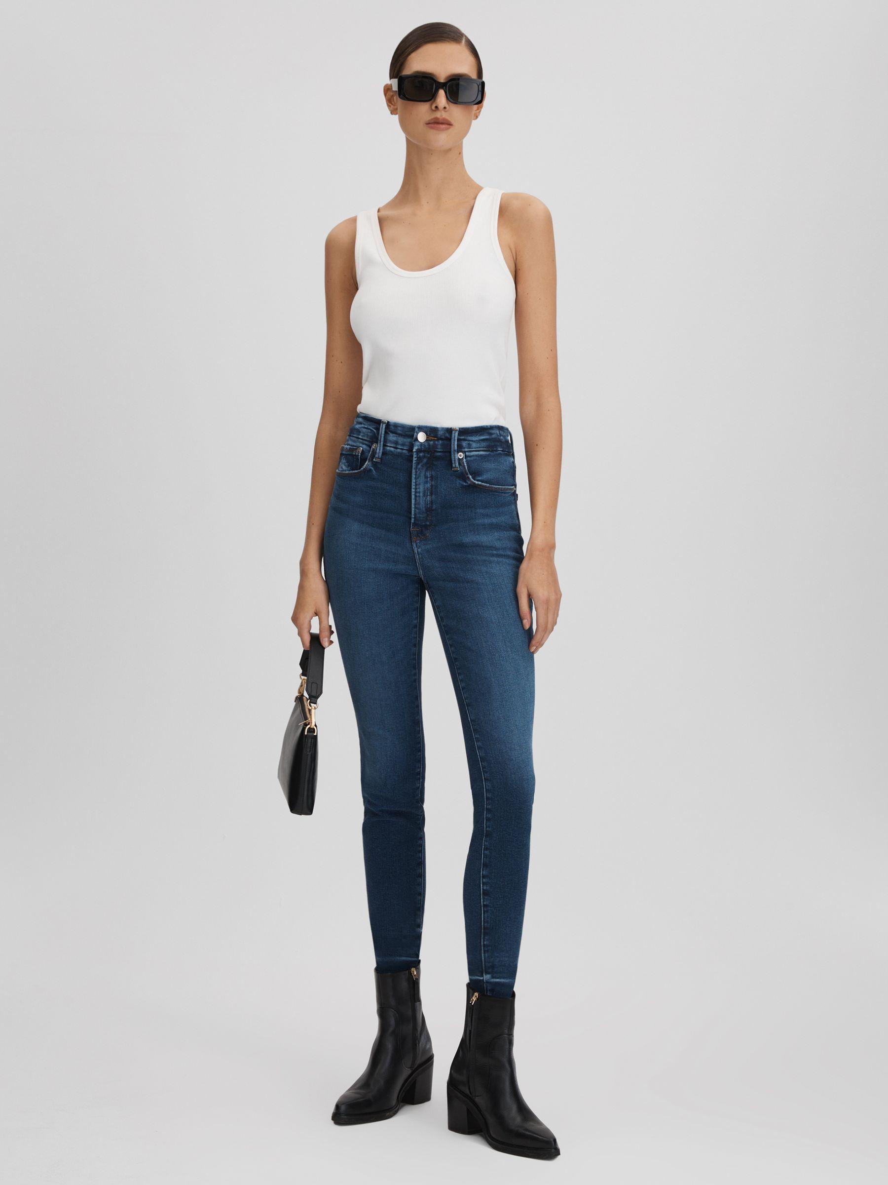 Good American Distressed Skinny Jeans in Indigo Product Image