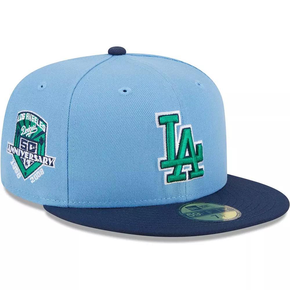 Men's New Era Light Blue/Navy Los Angeles Dodgers Green Undervisor 59FIFTY Fitted Hat, Size: 7 3/8 Product Image