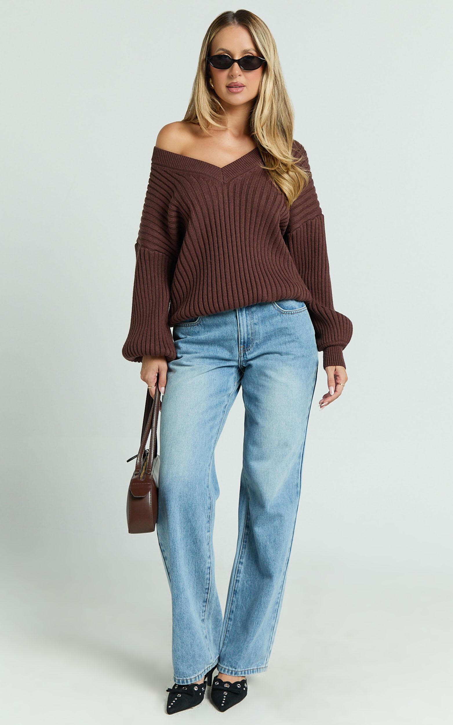 Kartia Jumper - V Neck Jumper in Chocolate Product Image