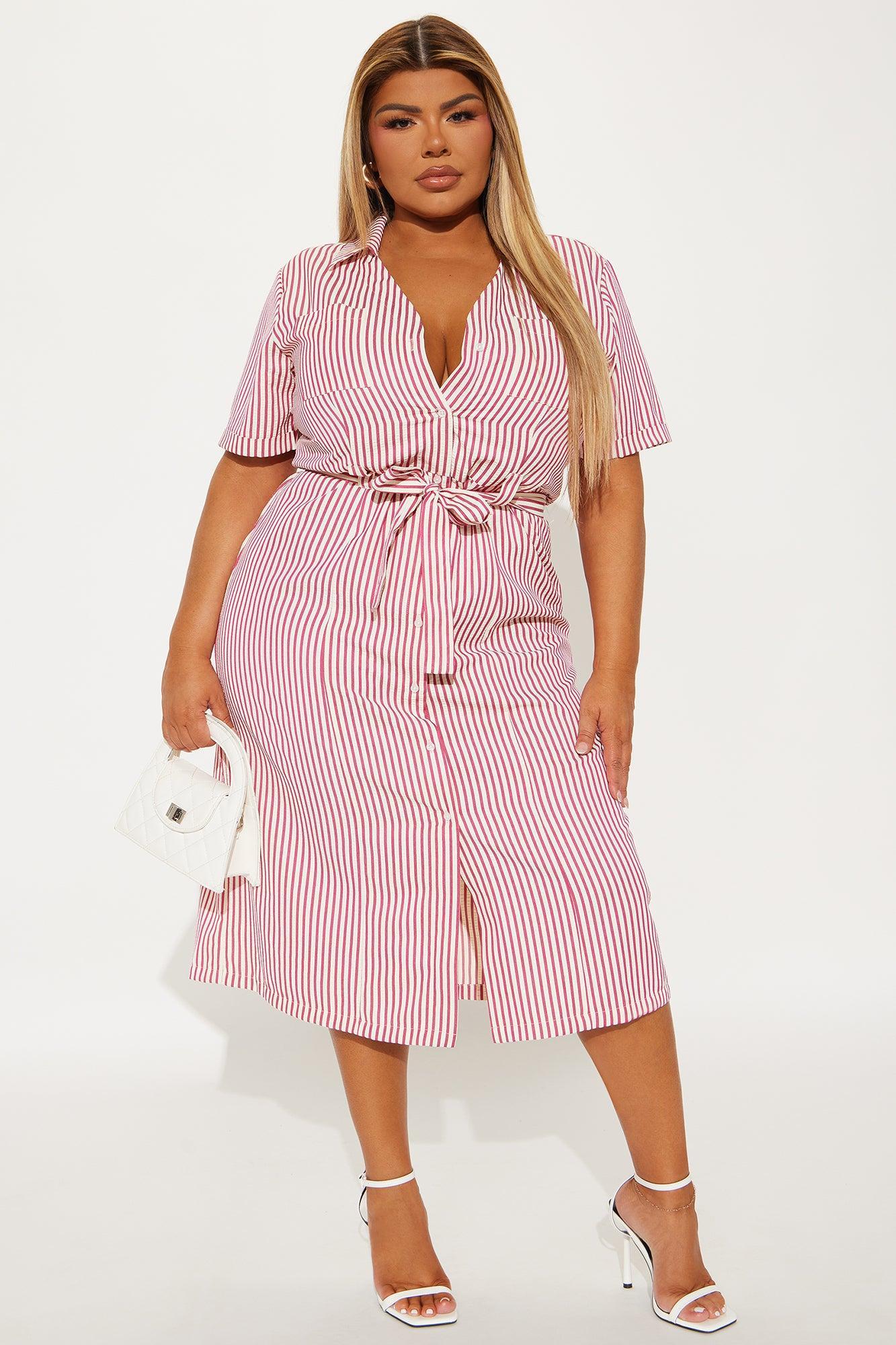 Beach House Getaway Striped Midi Dress - Red/combo Product Image