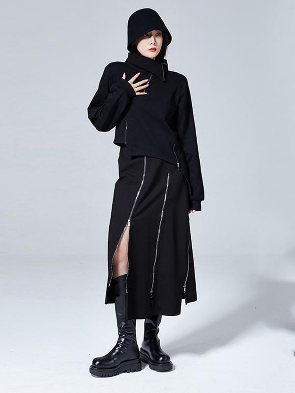 Fashion A-Line Irregularity Zipper Bodycon Skirts Product Image