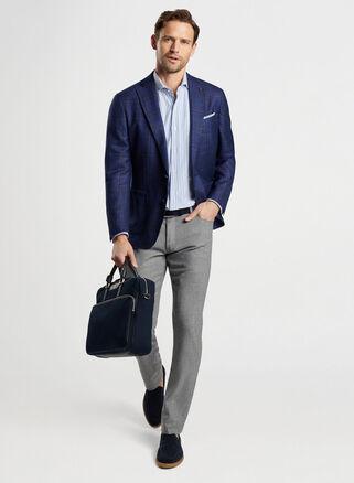 Peter Millar Mens Clyde Plaid Soft Jacket | Color: Navy | Size: 42 Product Image
