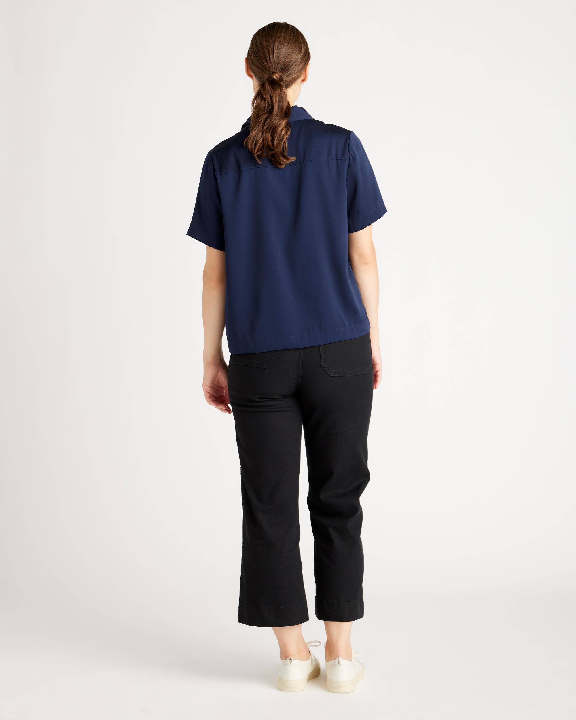 Quince | Women's 100% Washable Silk Stretch Short Sleeve Blouse Size XL Product Image