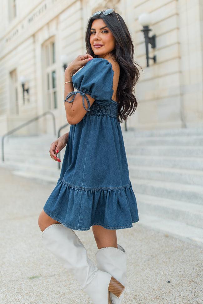 When It Happens Sweetheart Neckline Denim Dress FINAL SALE Product Image