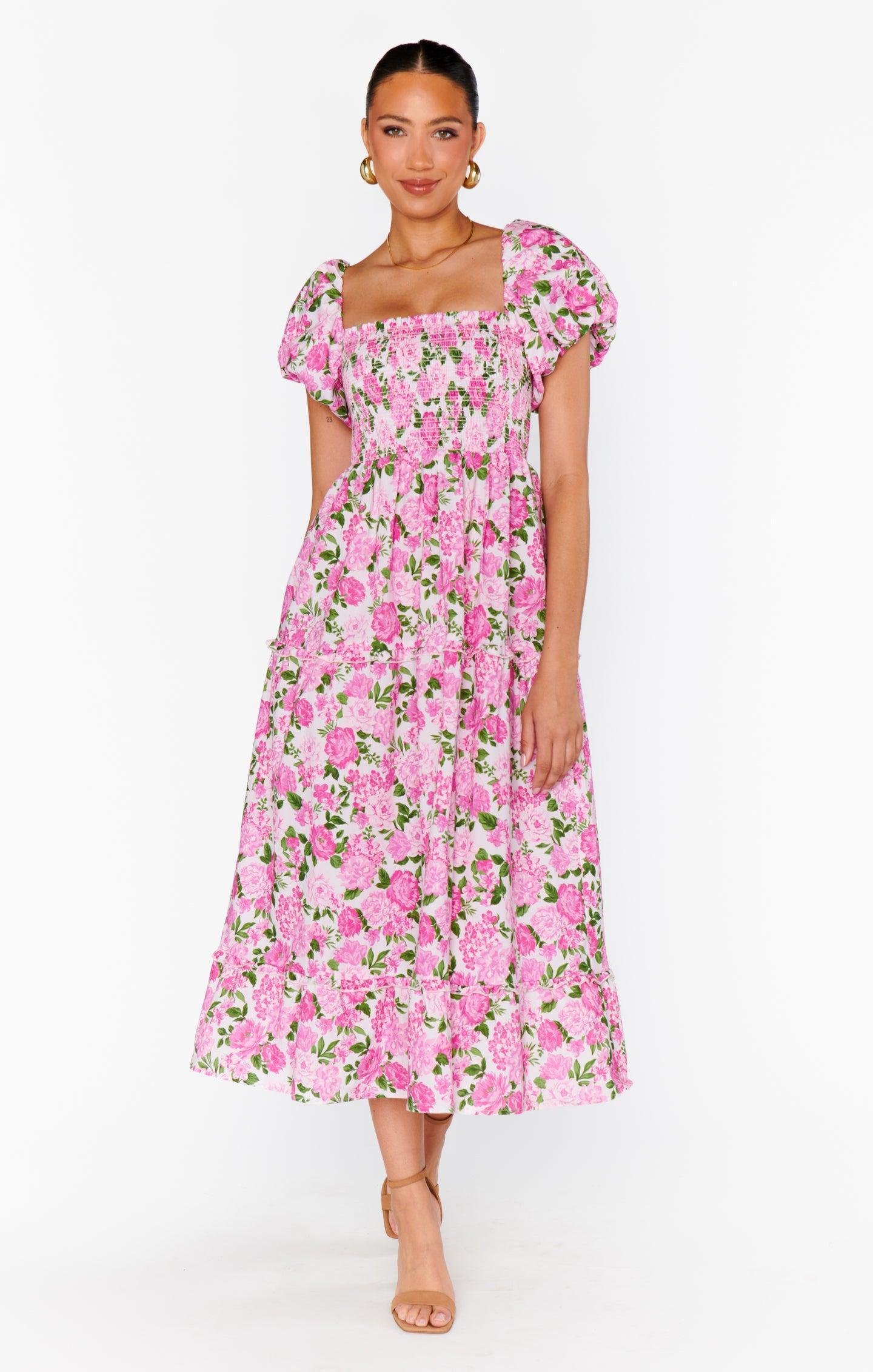 Afternoon Tea Dress ~ Cottage Floral Pink Product Image