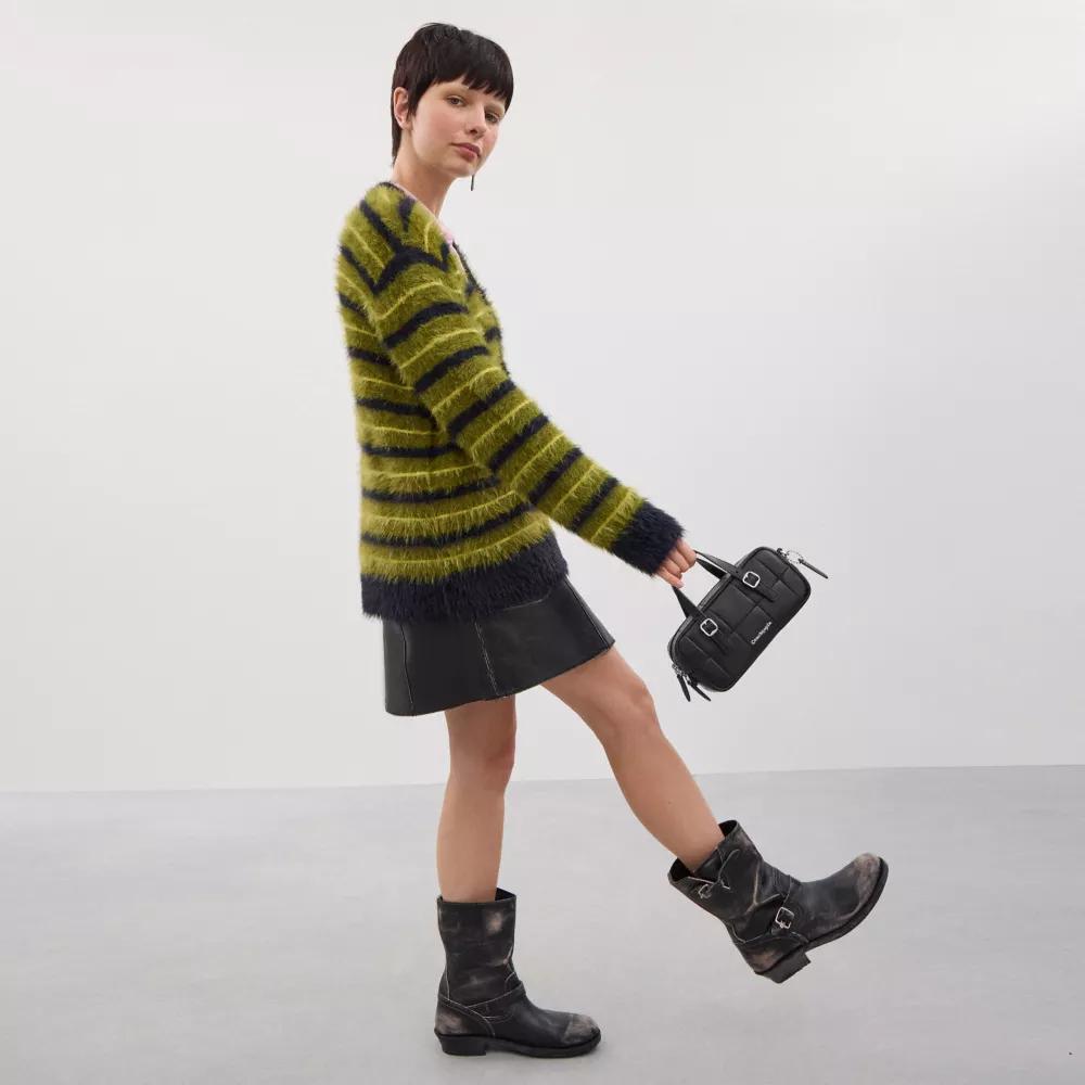 Alter/Ego Mini Satchel Bag In Checkerboard Upcrafted Leather With Crossbody Strap Product Image