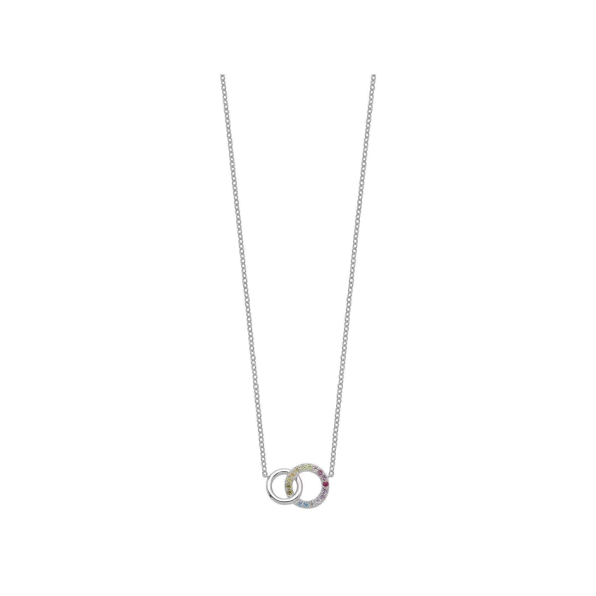 Sophie Miller Colorful Cubic Zirconia Intertwined Circle Necklace, Women's, Size: 16", Sterling Product Image