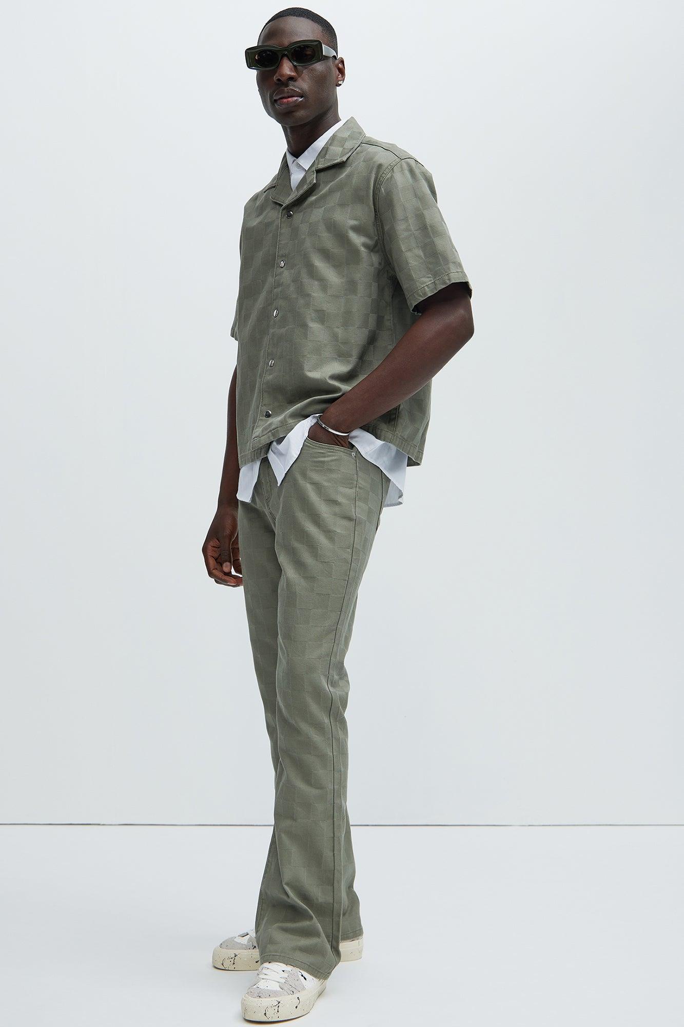Deprime Stacked Slim Flare Pants - Olive Product Image