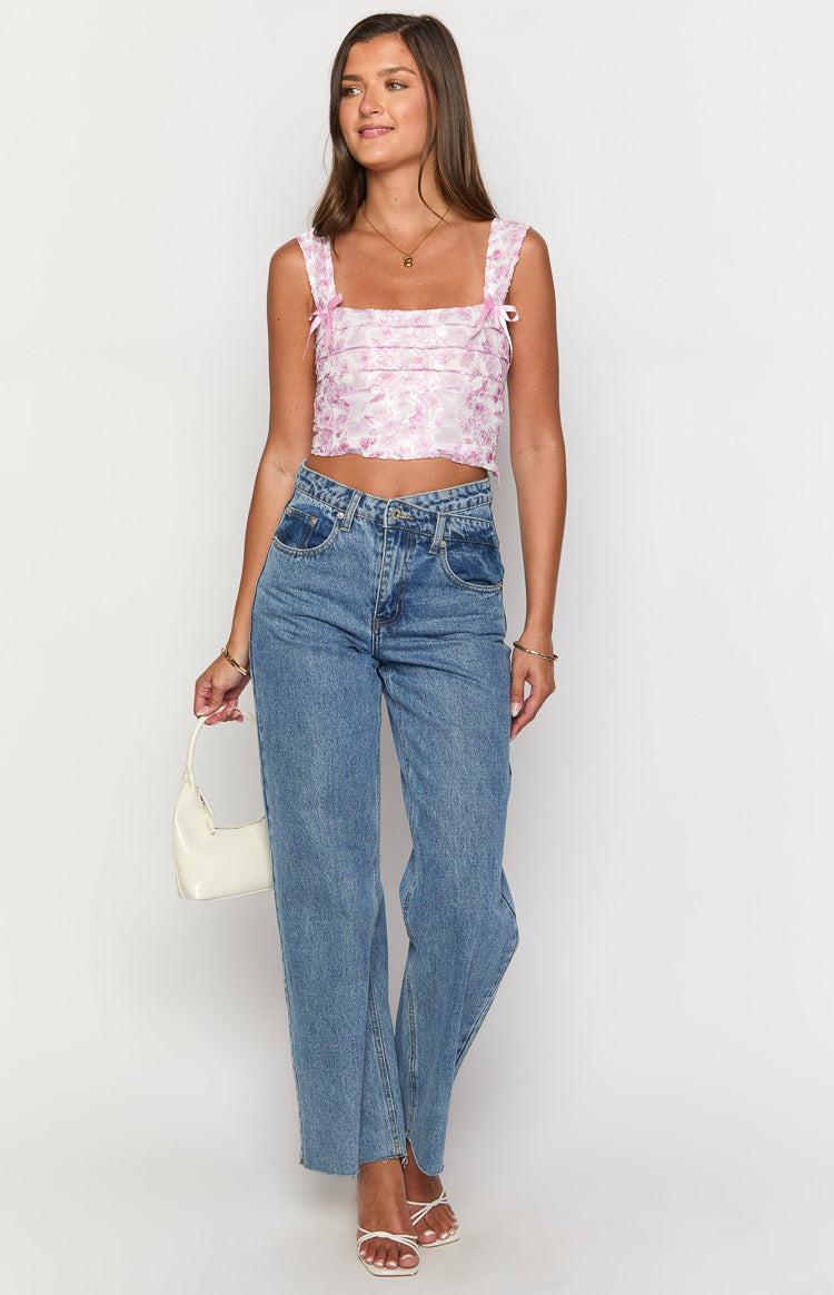 Vida Pink Lace Bow Top Girls Product Image