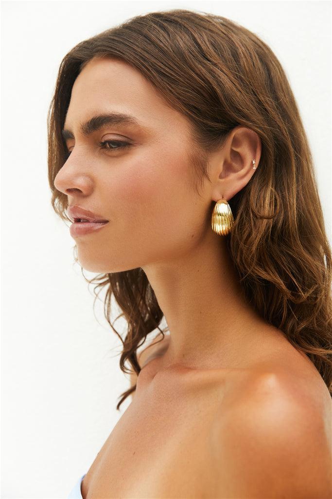 18K Gold Plated Spotlight Earrings Gold Product Image