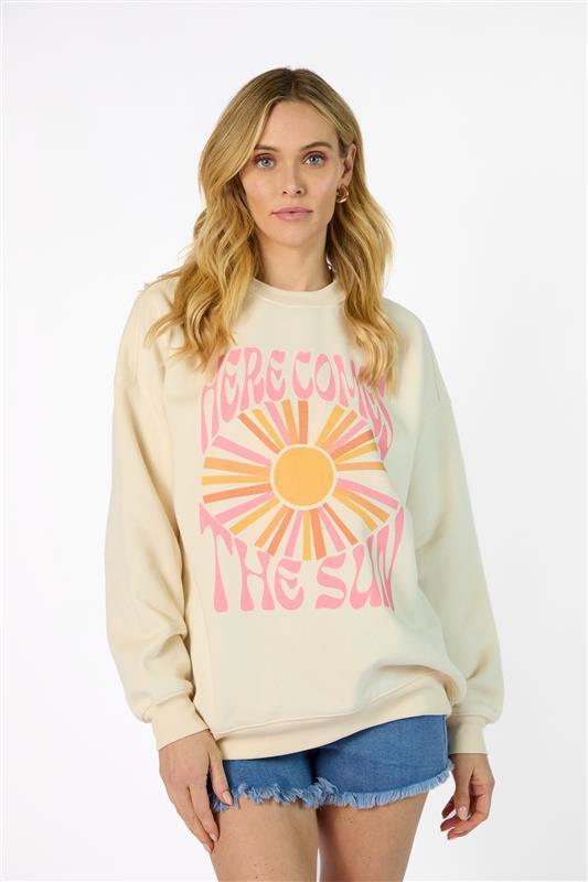 Here Comes The Sun Burst Cream Graphic Sweatshirt Product Image