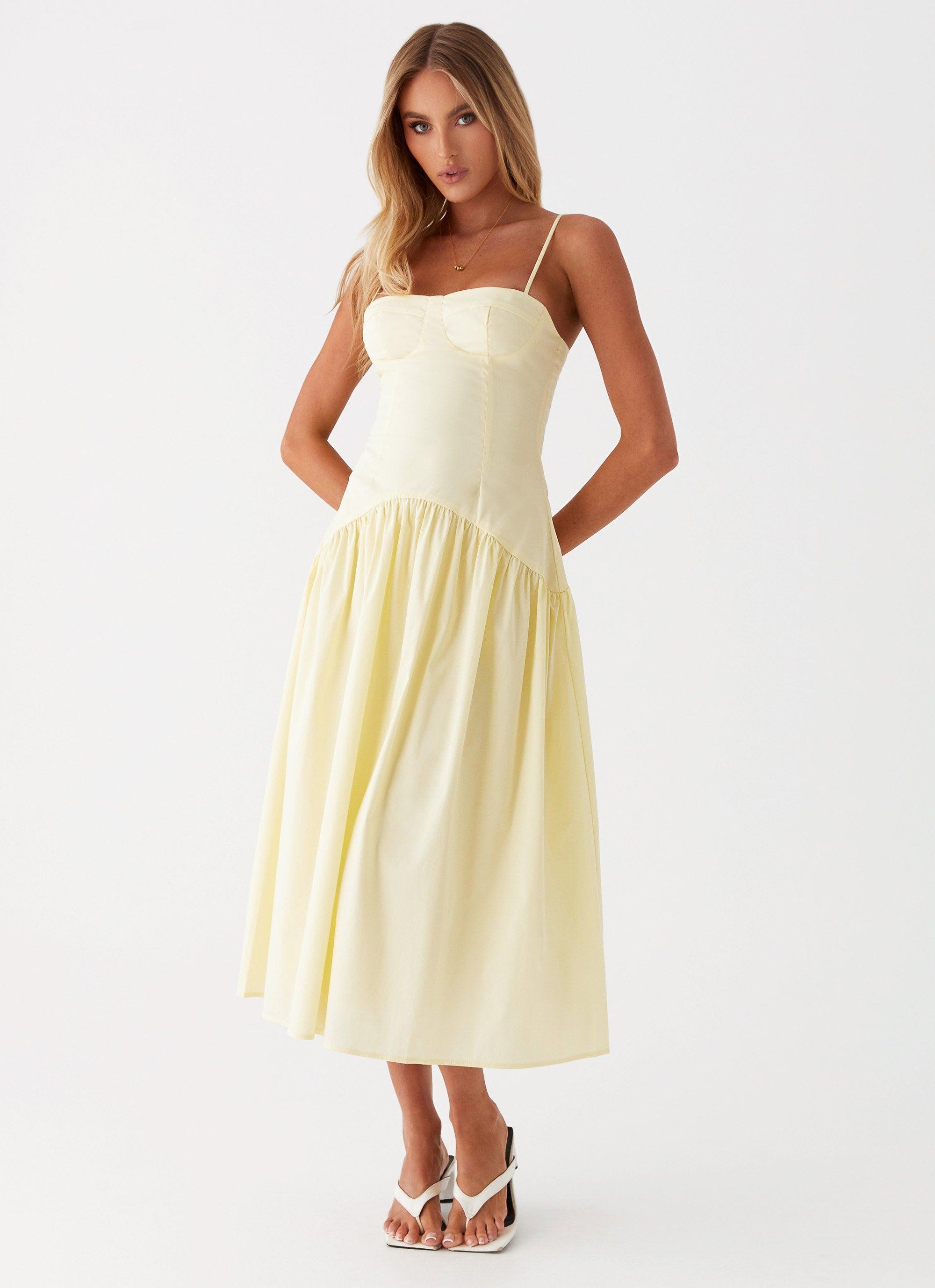 Yvette Corset Midi Dress - Yellow Product Image