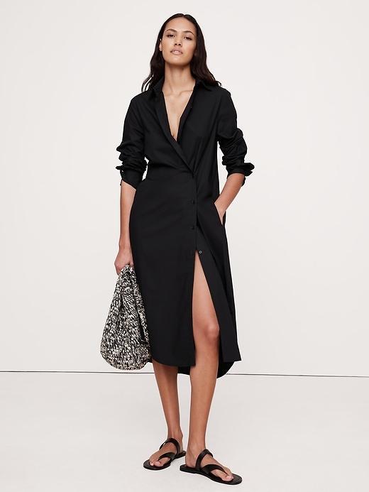 Poplin Asymmetrical Shirt Dress Product Image