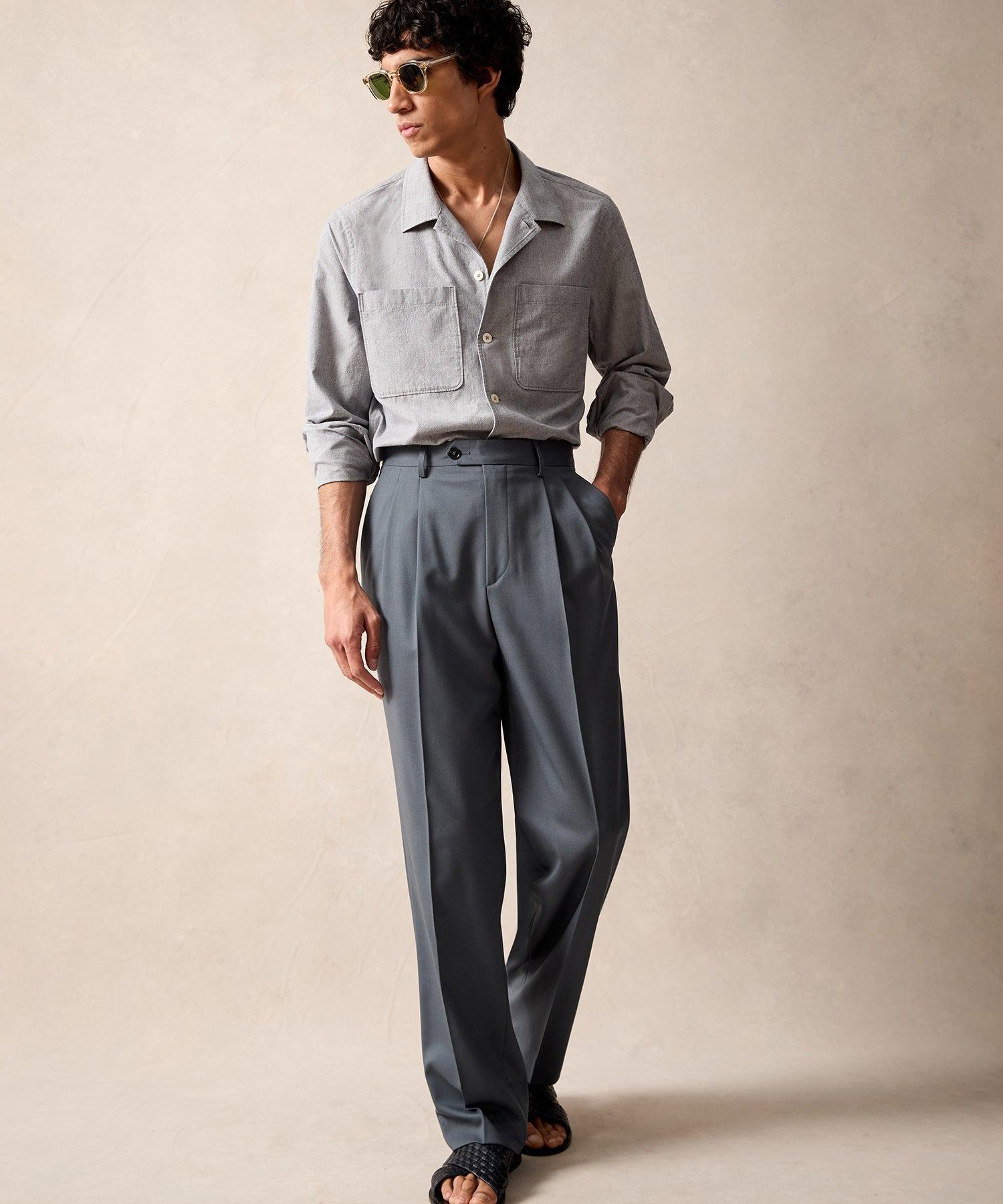 Italian Gabardine Wythe Trouser in Steel Blue Product Image