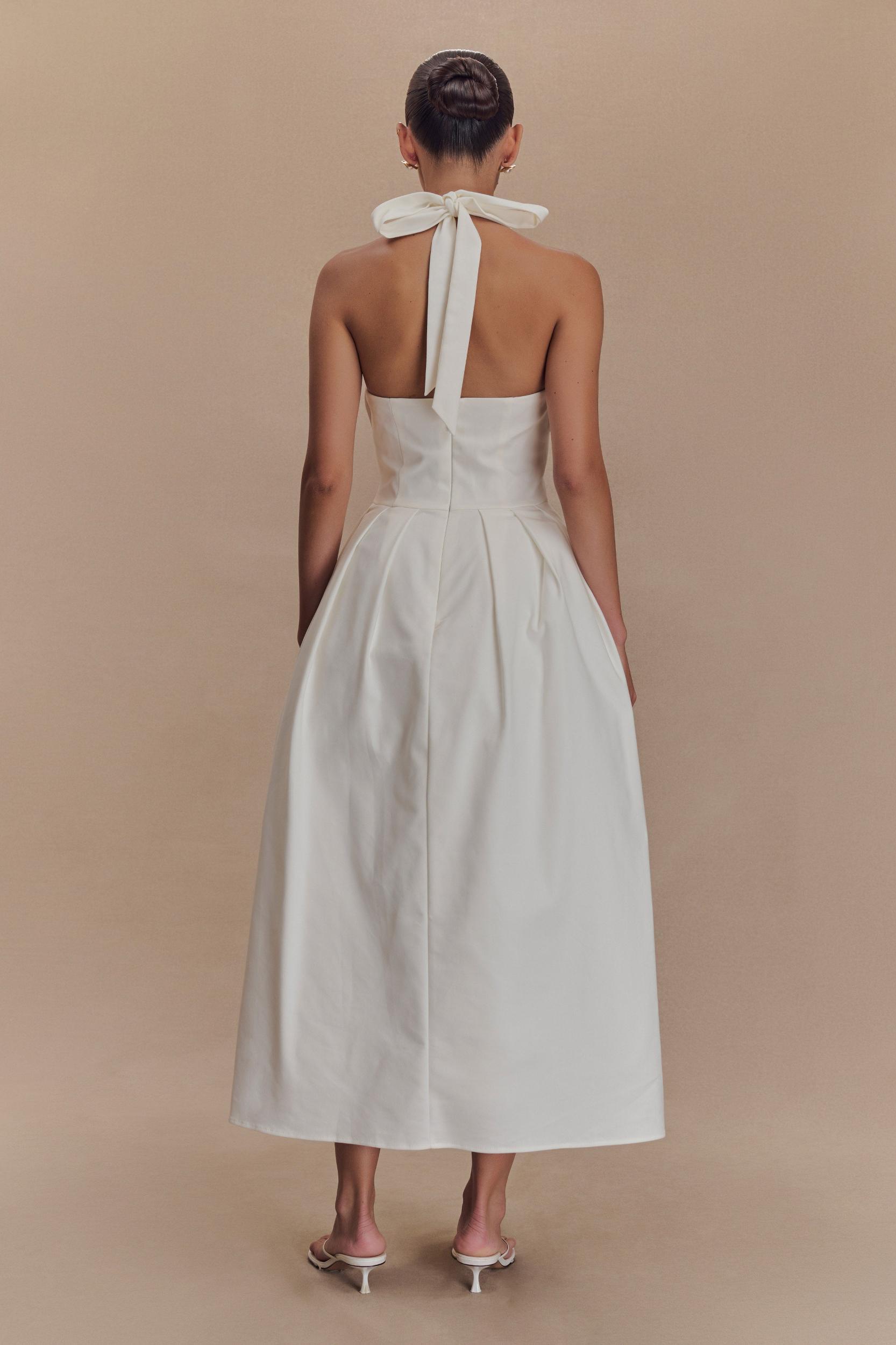 Candy Halter Midi Dress - White Product Image