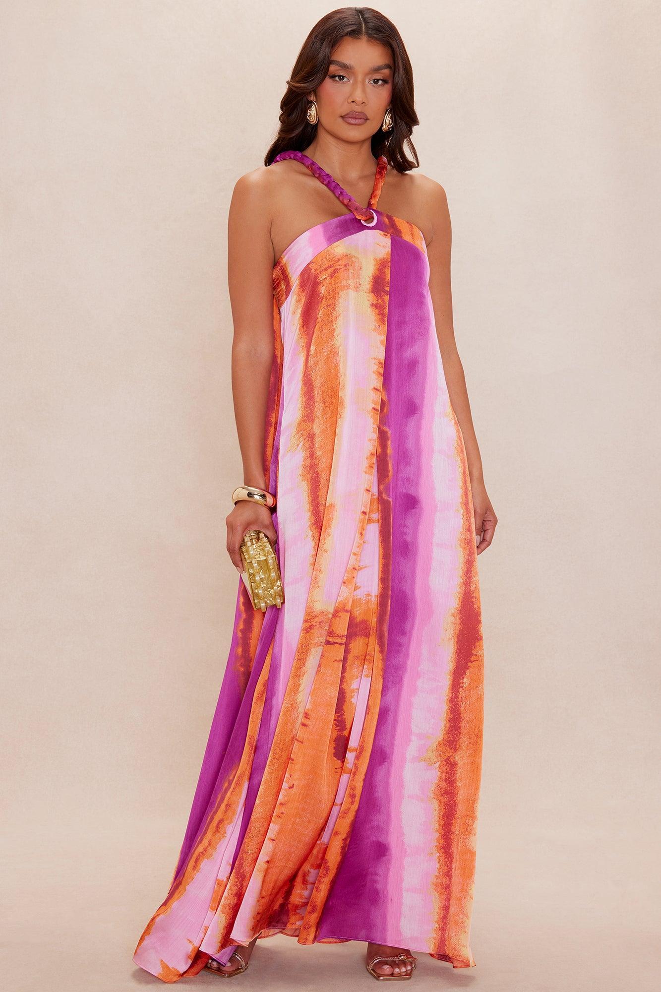 Macey Satin Maxi Dress - Pink/combo Female Product Image