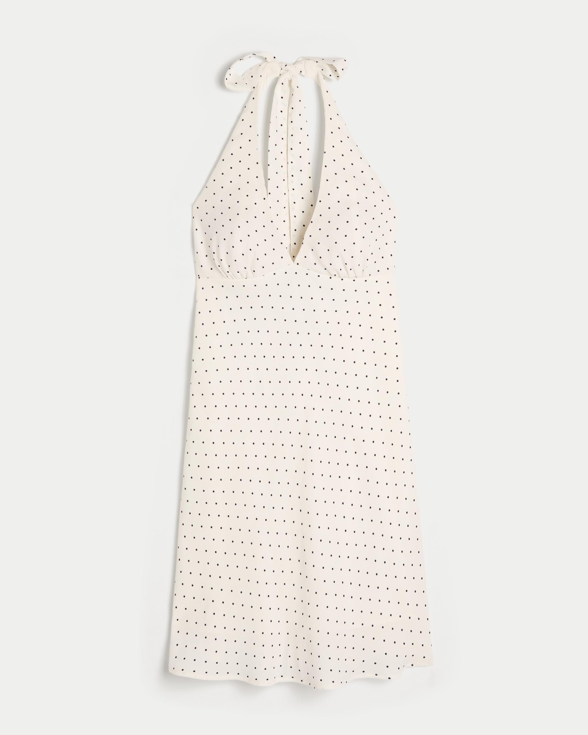 Open-Back Crepe Halter Dress Product Image