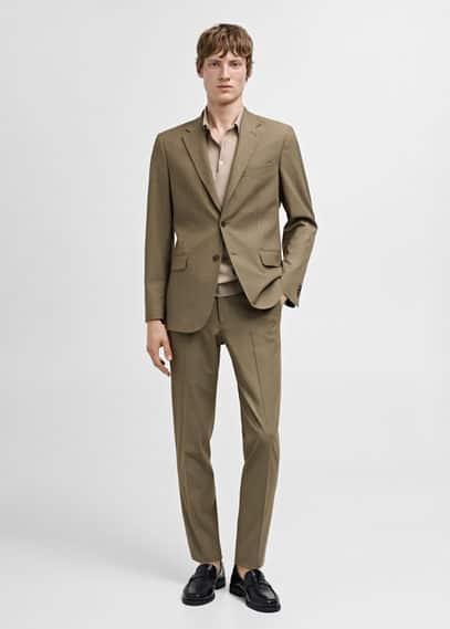 Stretch-fabric slim-fit suit pants - Men | MANGO USA Product Image