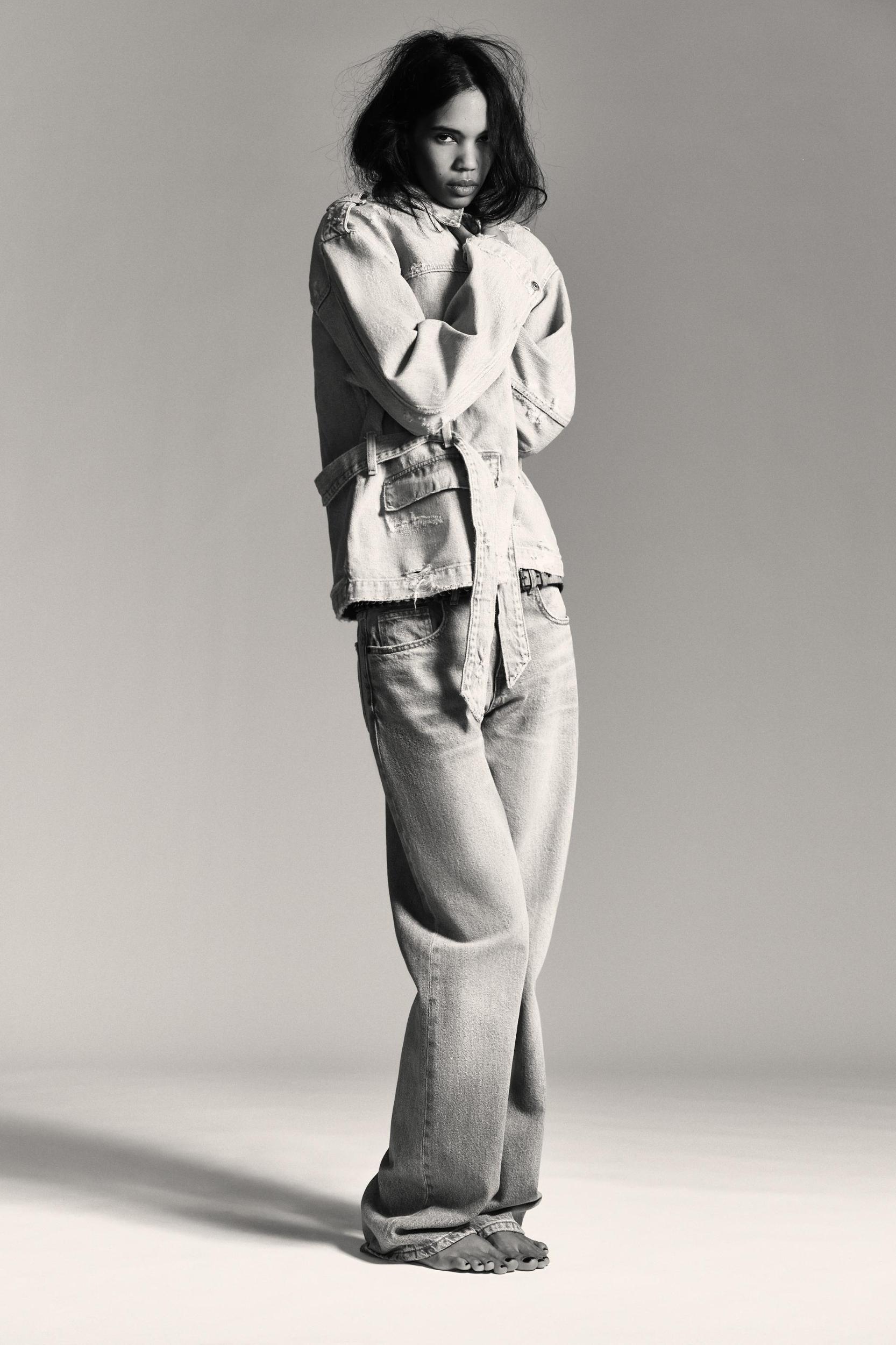 BELTED TRF DENIM JACKET Product Image