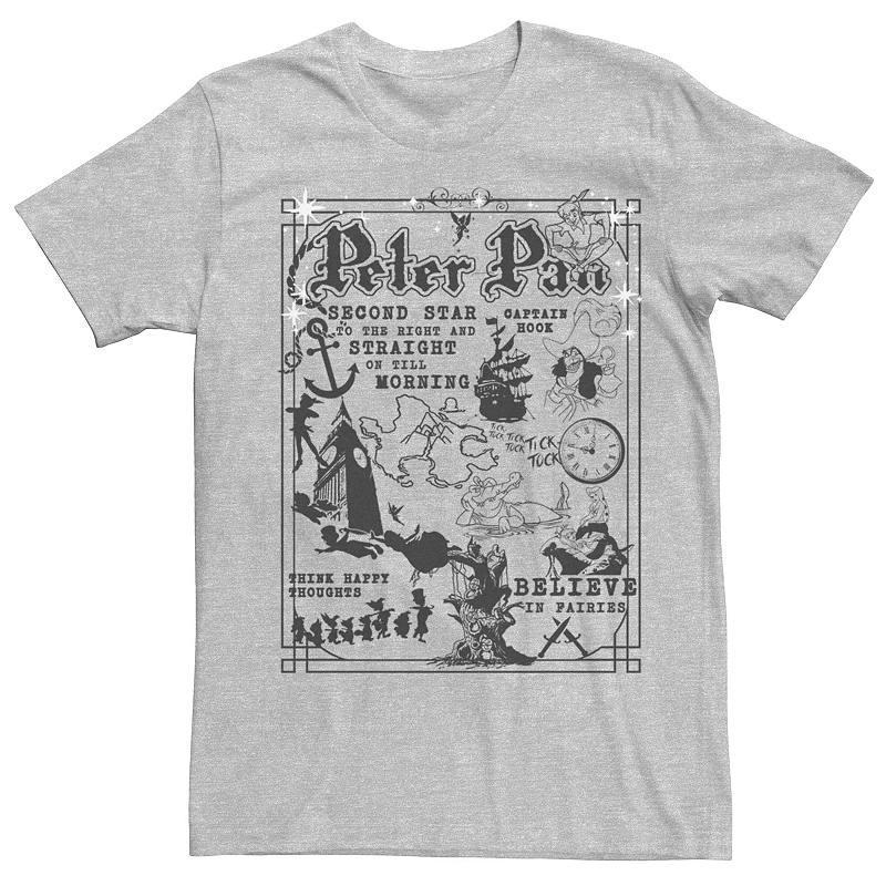 Disneys Peter Pan Mens Vintage Poster Tee Athletic Grey Product Image