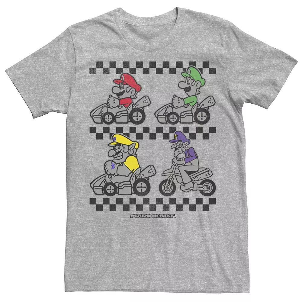Men's Super Mario Bros. Color Pop Portrait Grid Tee, Size: Large, Athletic Grey Product Image