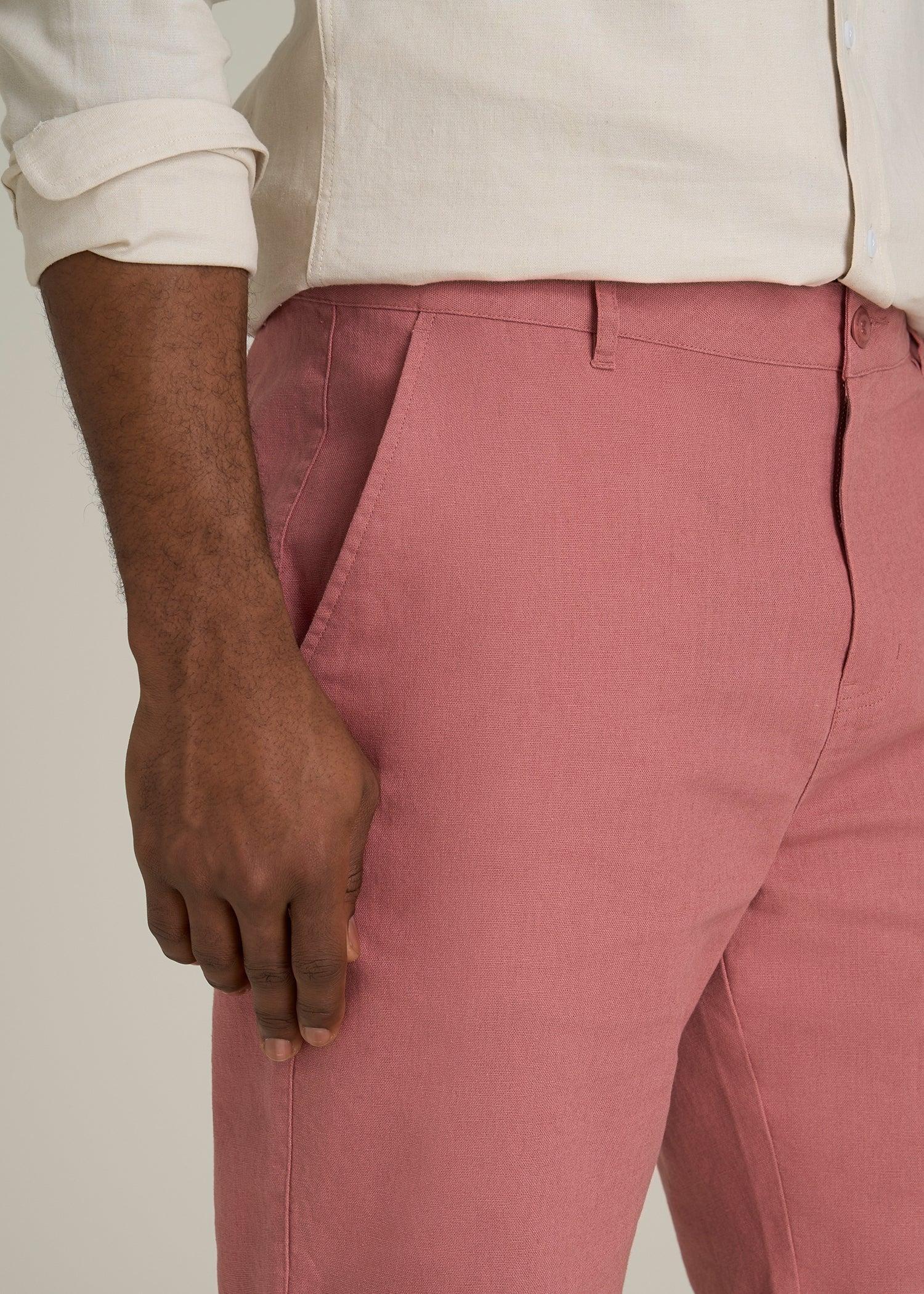 Linen Shorts For Tall Men in Withered Rose Product Image