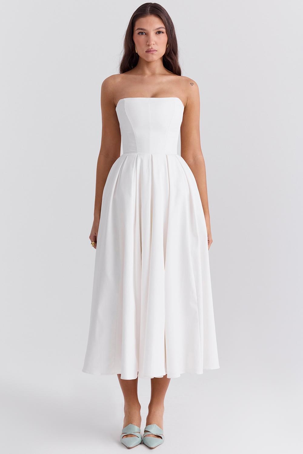 Audrey White Strapless Midi Sundress Product Image