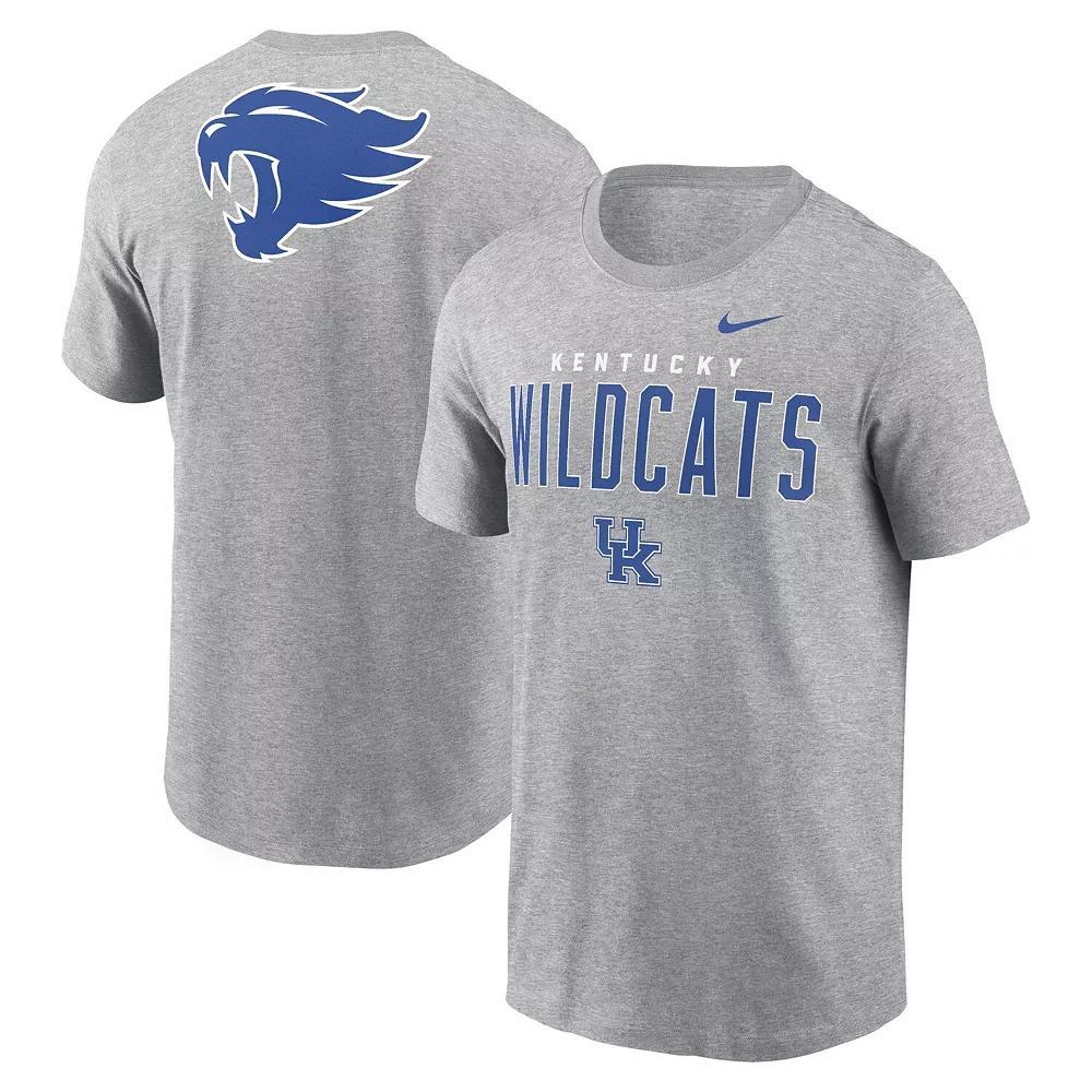 Men's Nike Heather Gray Kentucky Wildcats Campus 2-Hit Primary Mascot T-Shirt, Size: Large, Grey Product Image