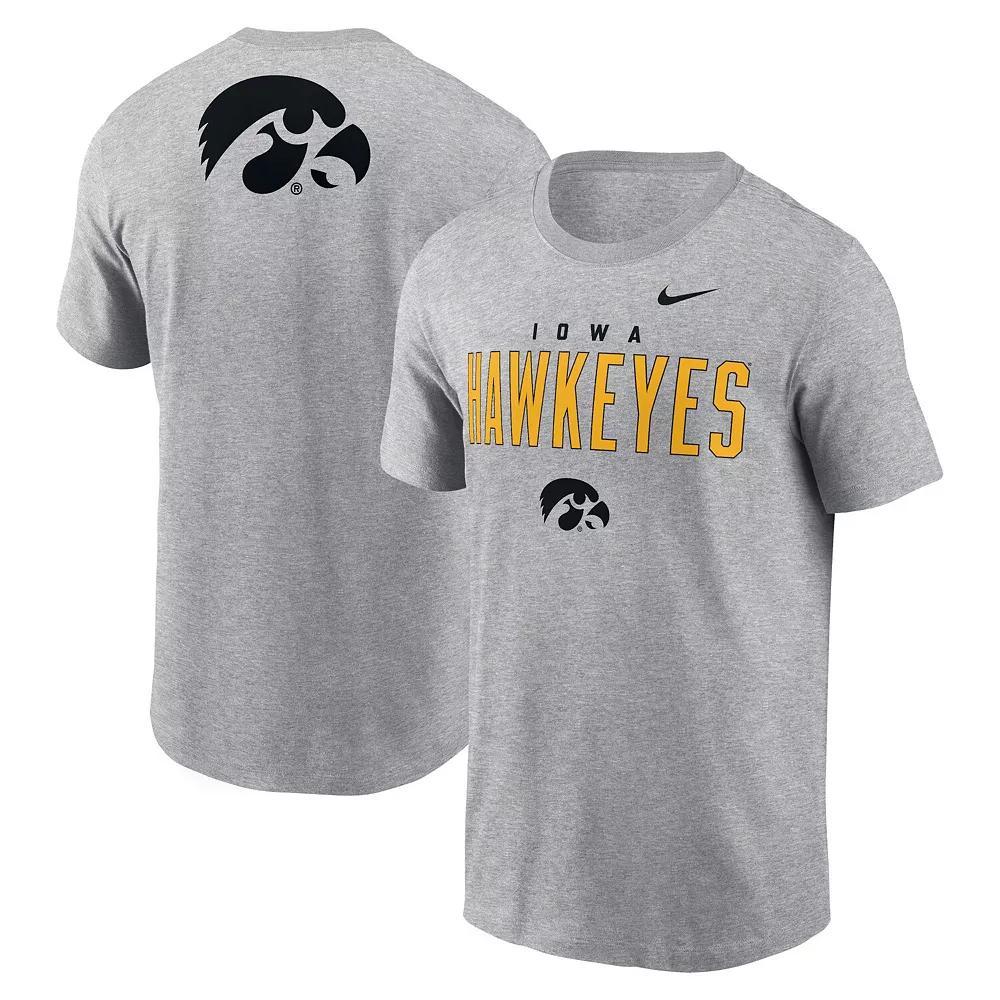 Men's Nike Heather Gray Iowa Hawkeyes Campus 2-Hit Primary Mascot T-Shirt, Size: Large, Grey Product Image