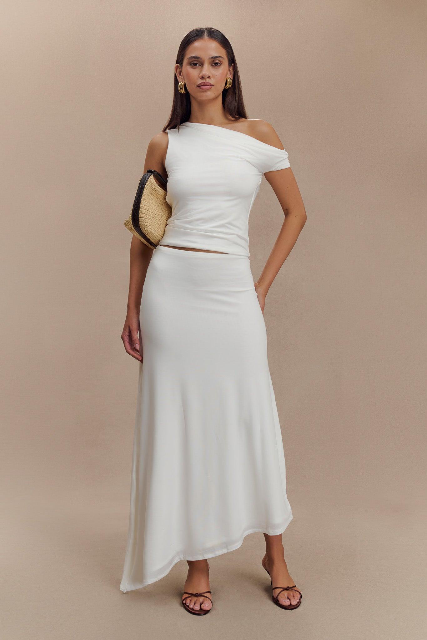 Kacey Slinky Off Shoulder Top - White Product Image