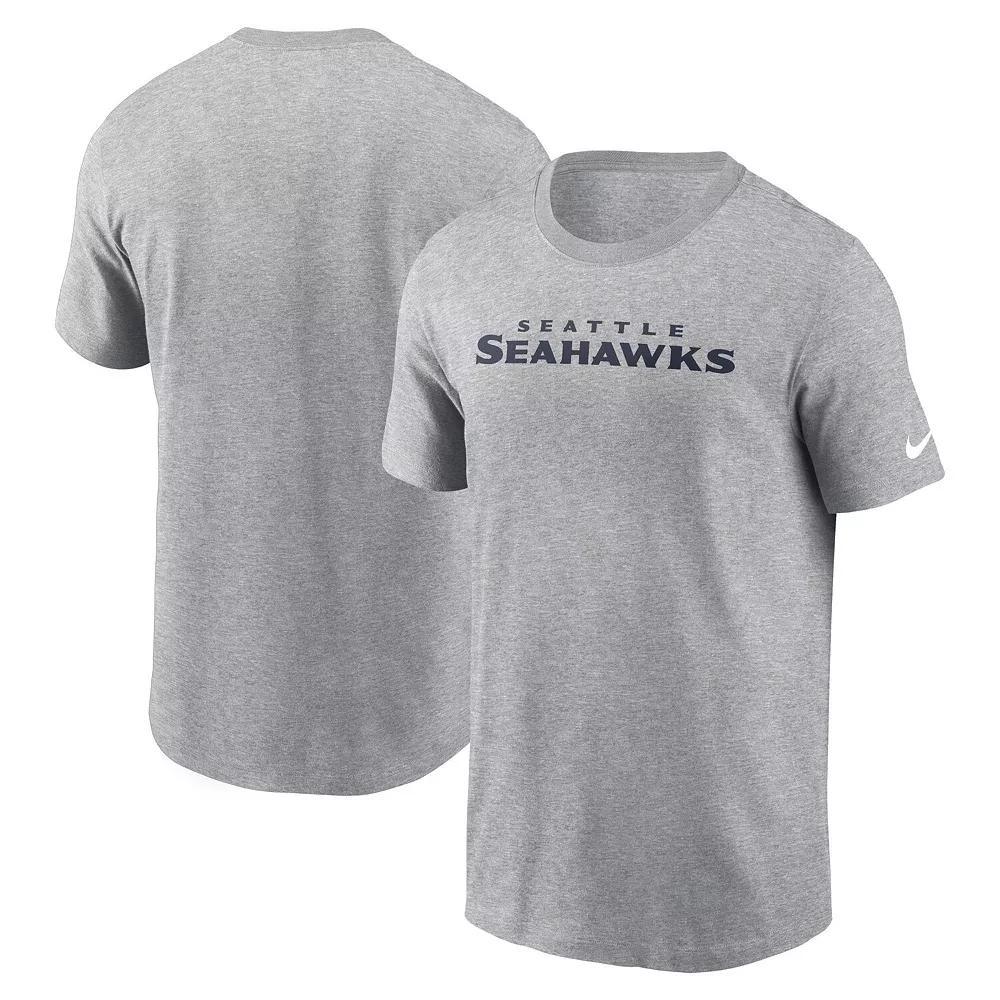 Men's Nike Heather Gray Seattle Seahawks Primetime Wordmark Essential T-Shirt, Size: 2XL, Grey Product Image