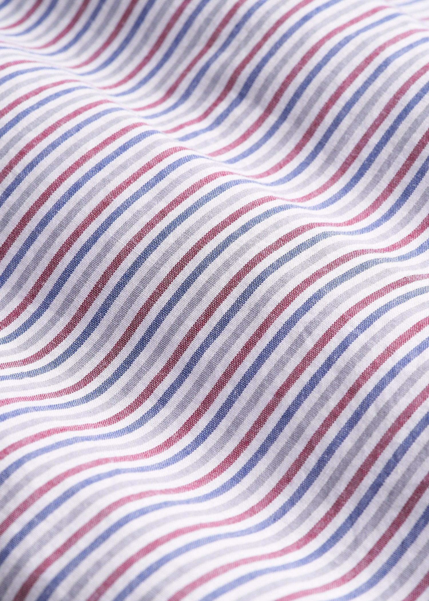 Soft-Wash Button-Up Shirt for Tall Men in Red and Blue Multi Stripe Product Image