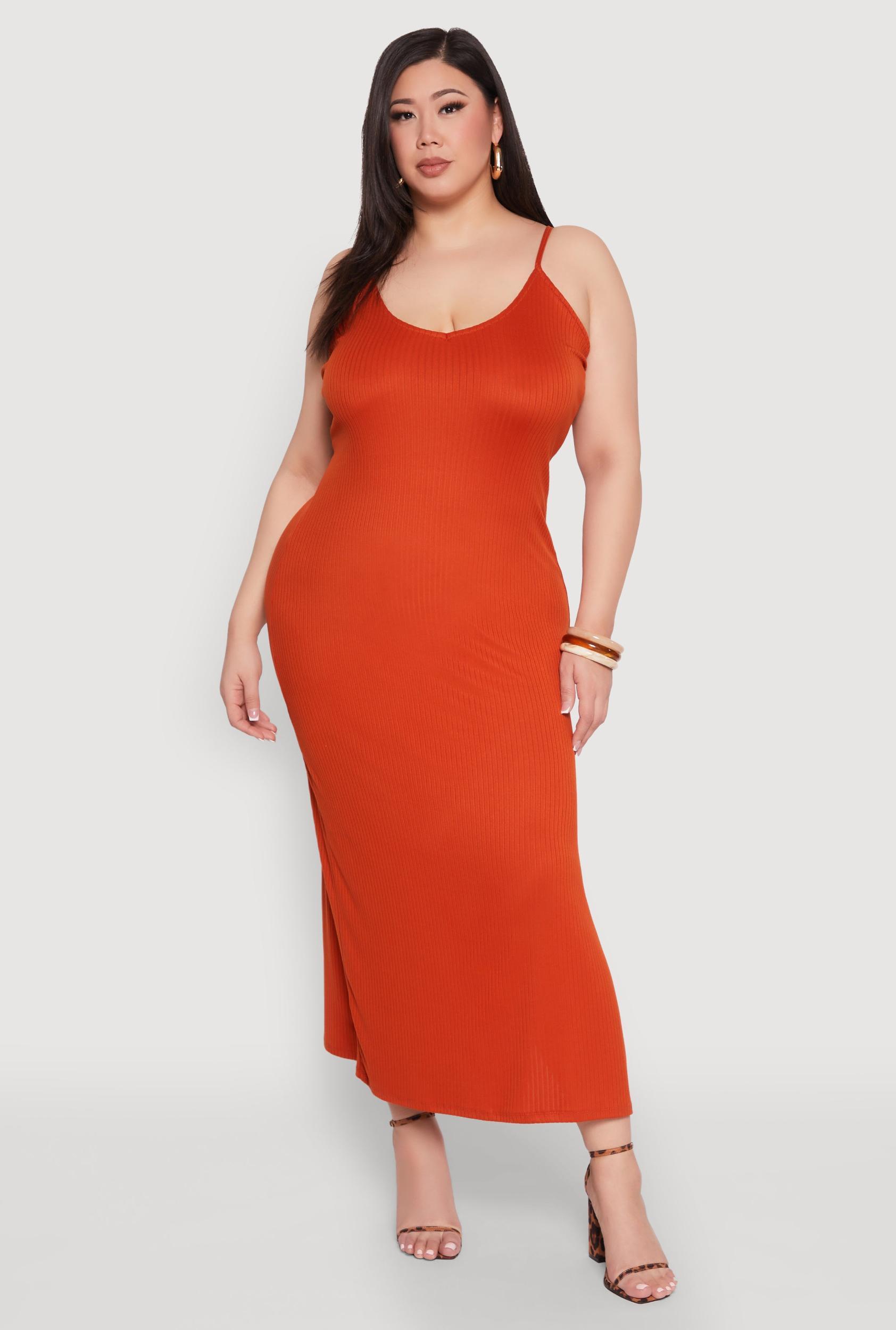 Womens Plus Size V Neck Side Slit Maxi Dress Product Image