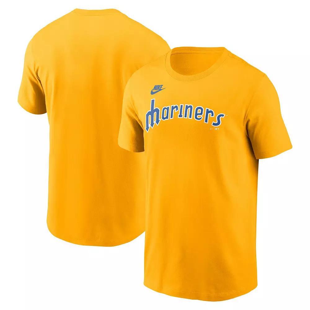 Men's Nike Gold Seattle Mariners Cooperstown Wordmark T-Shirt, Size: Medium Product Image