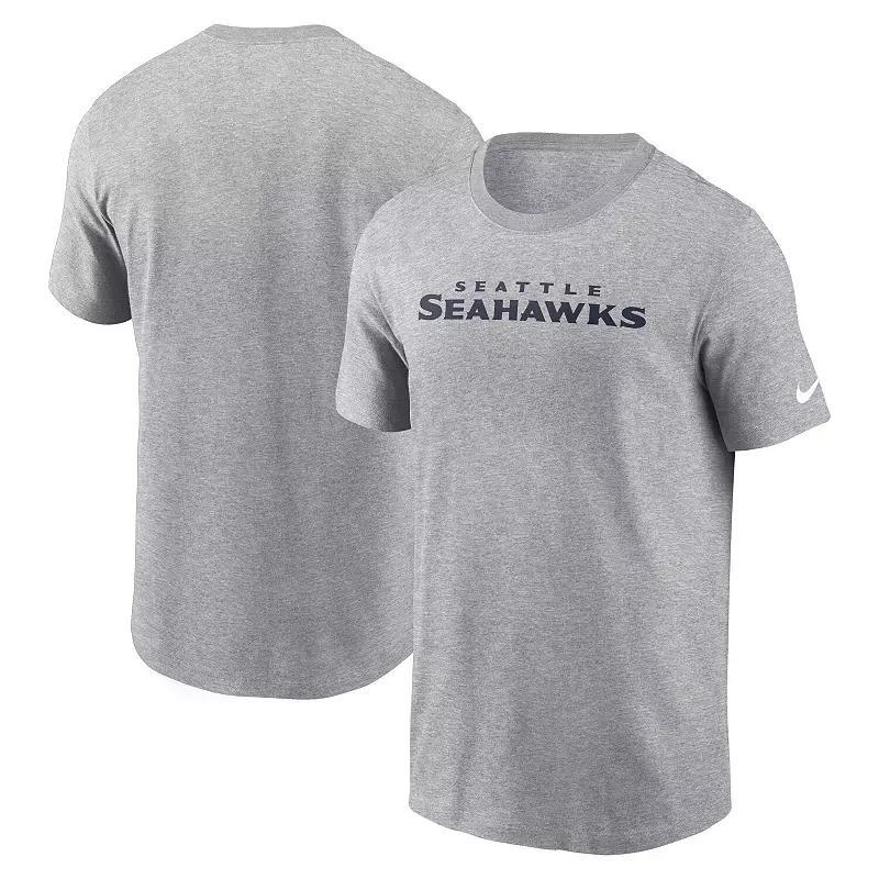 Men's Nike Heather Gray Seattle Seahawks Primetime Wordmark Essential T-Shirt, Size: 2XL, Grey Product Image