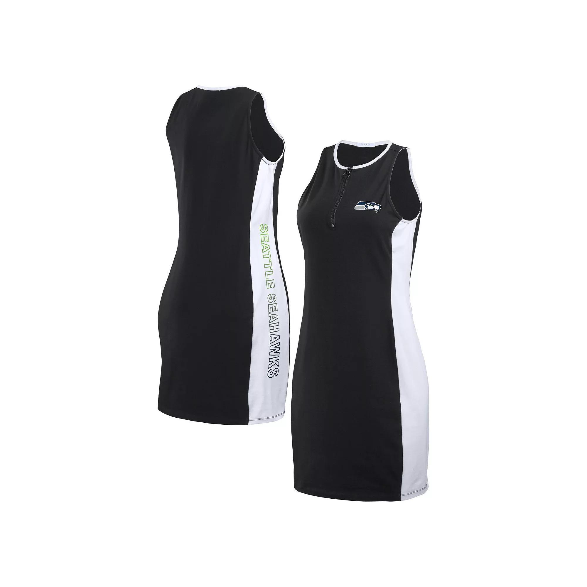 Women's WEAR by Erin Andrews Black Boston Red Sox Color Block Quarter-Zip Sleeveless Dress, Size: Small Product Image