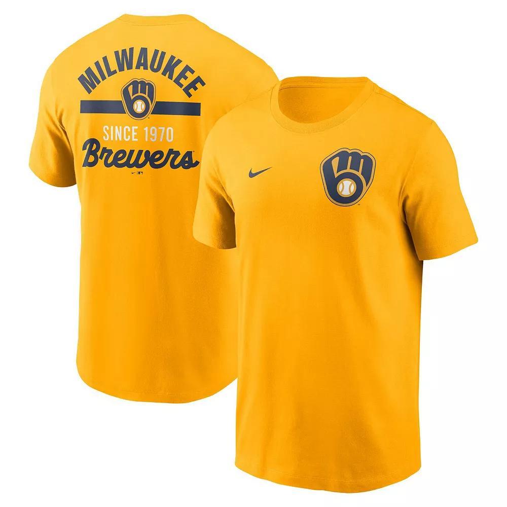 Men's Nike Gold Milwaukee Brewers 2-Hit T-Shirt, Size: XL Product Image