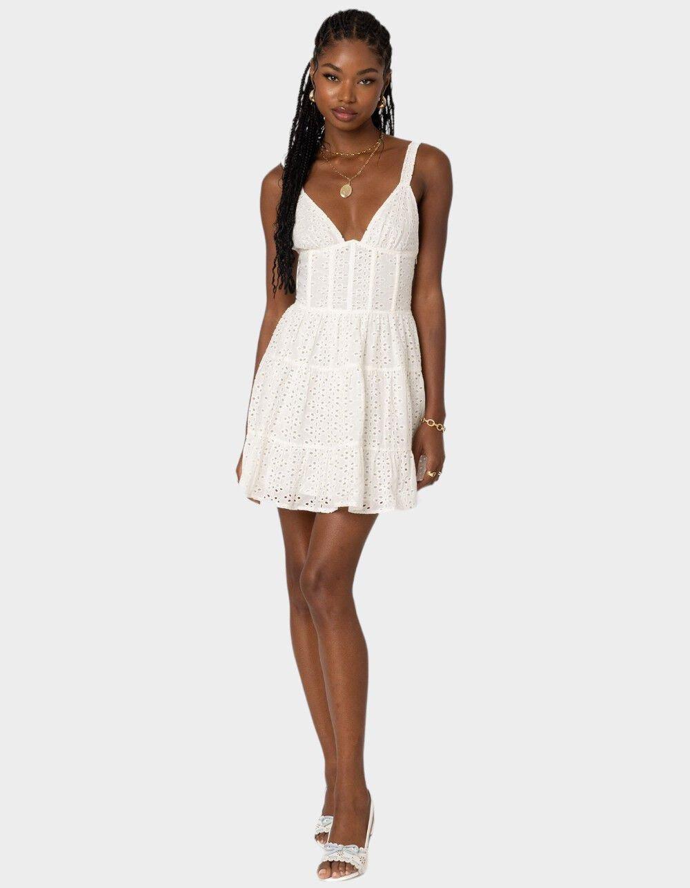 EDIKTED Bennett Eyelet Corset Mini Dress Product Image