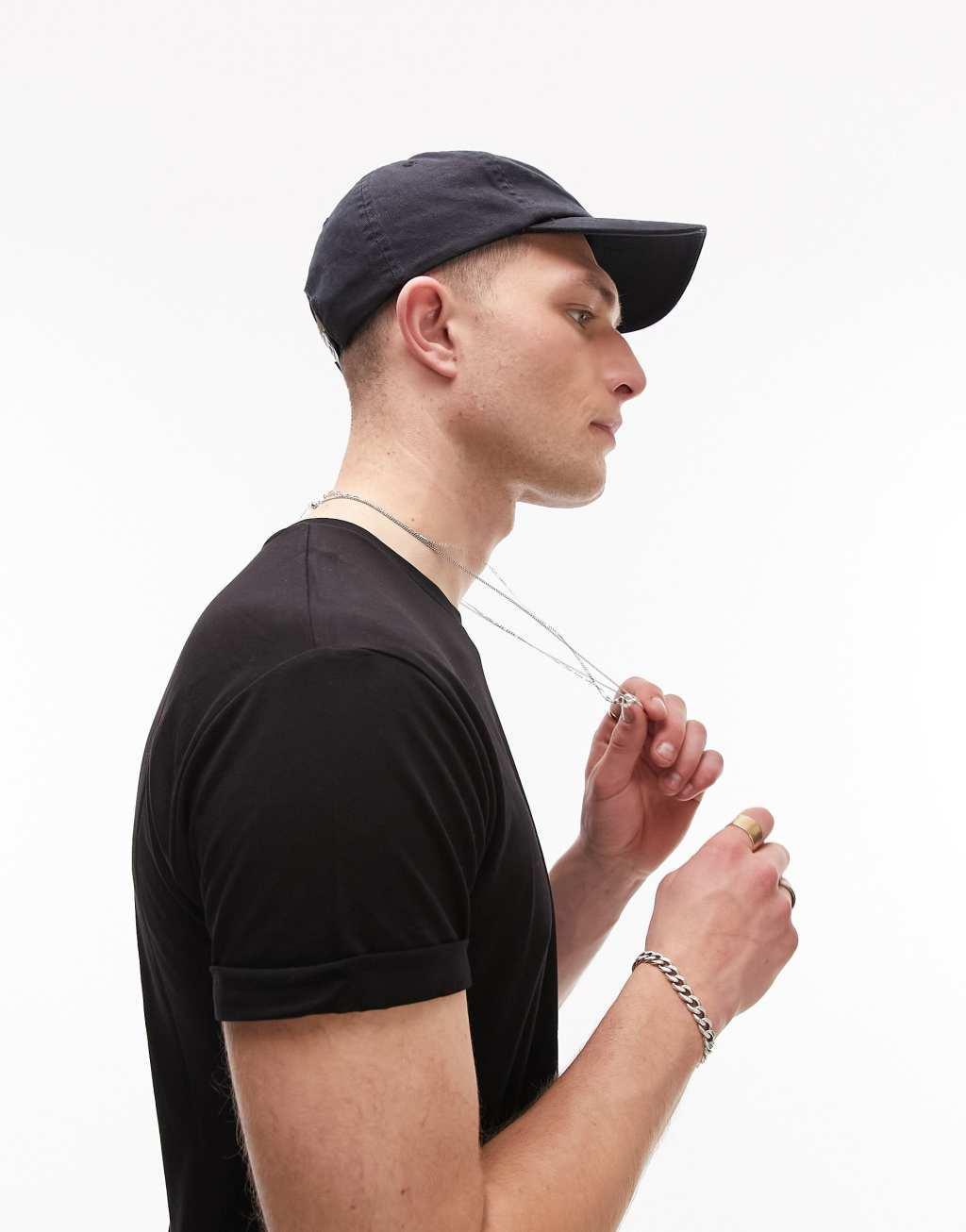 Topman longline T-shirt in black Product Image
