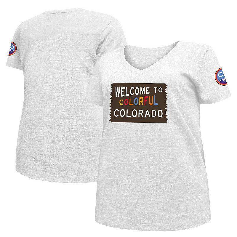 Women's New Era Gray Colorado Rockies City Connect Plus Size V-Neck T-Shirt, Size: 2XL, Grey Product Image