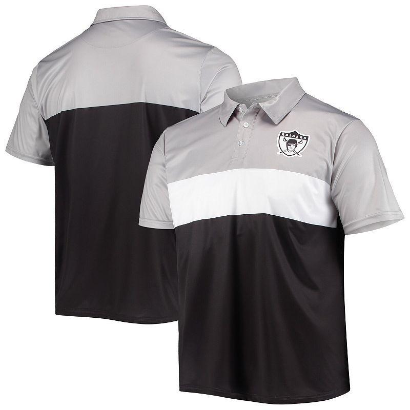 Mens FOCO Silver/Black Las Vegas Raiders Retro Colorblock Polo Product Image