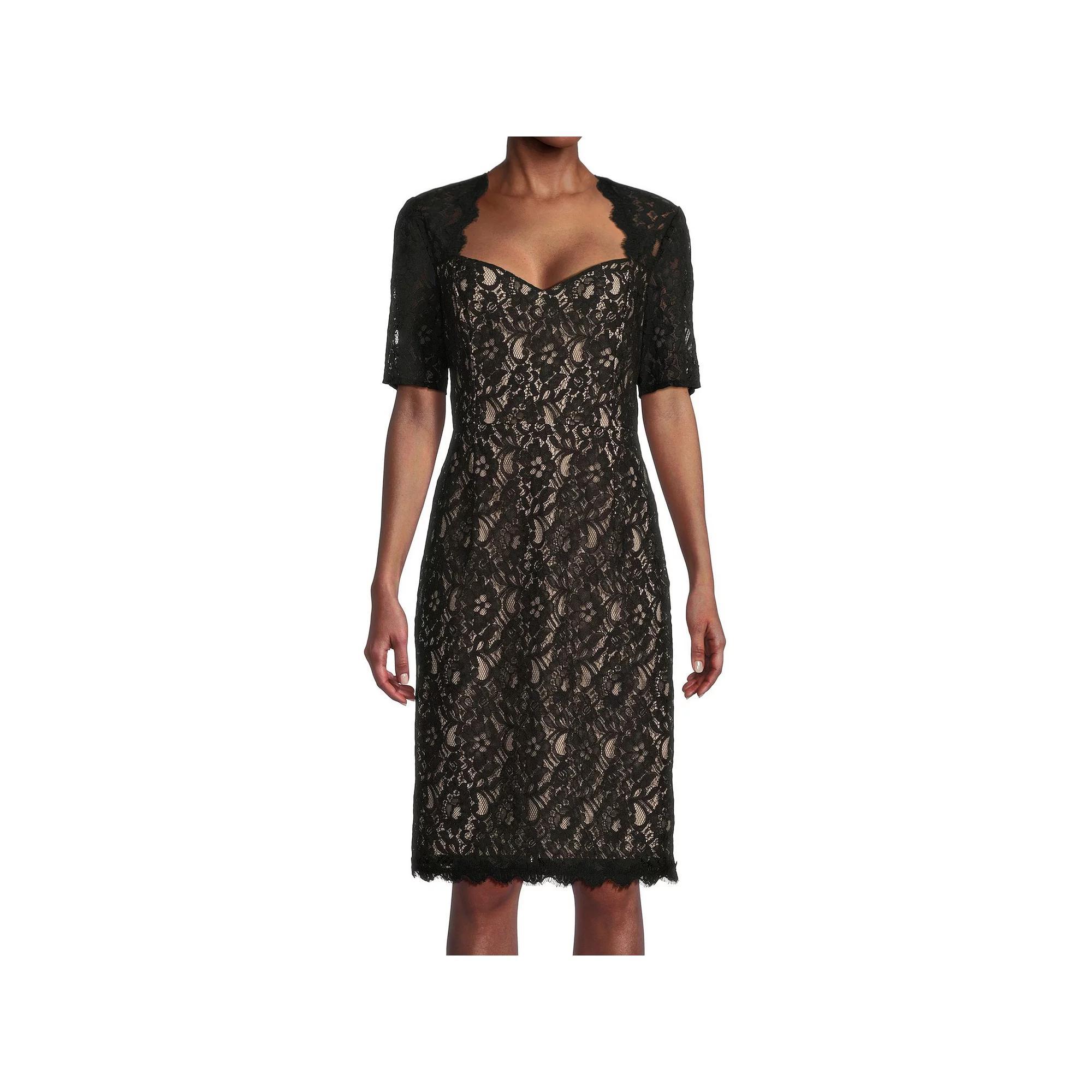 Women's Focus By Shani Bodycon Lace Dress, Size: 6, Black Product Image