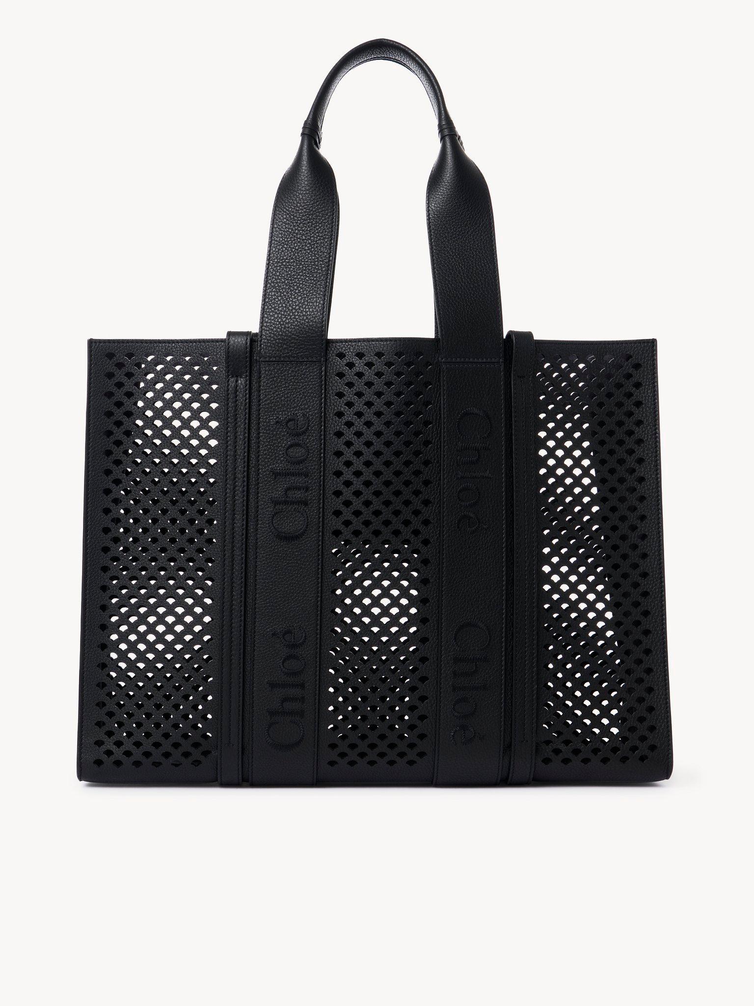 Large Woody tote bag in grained leather Product Image