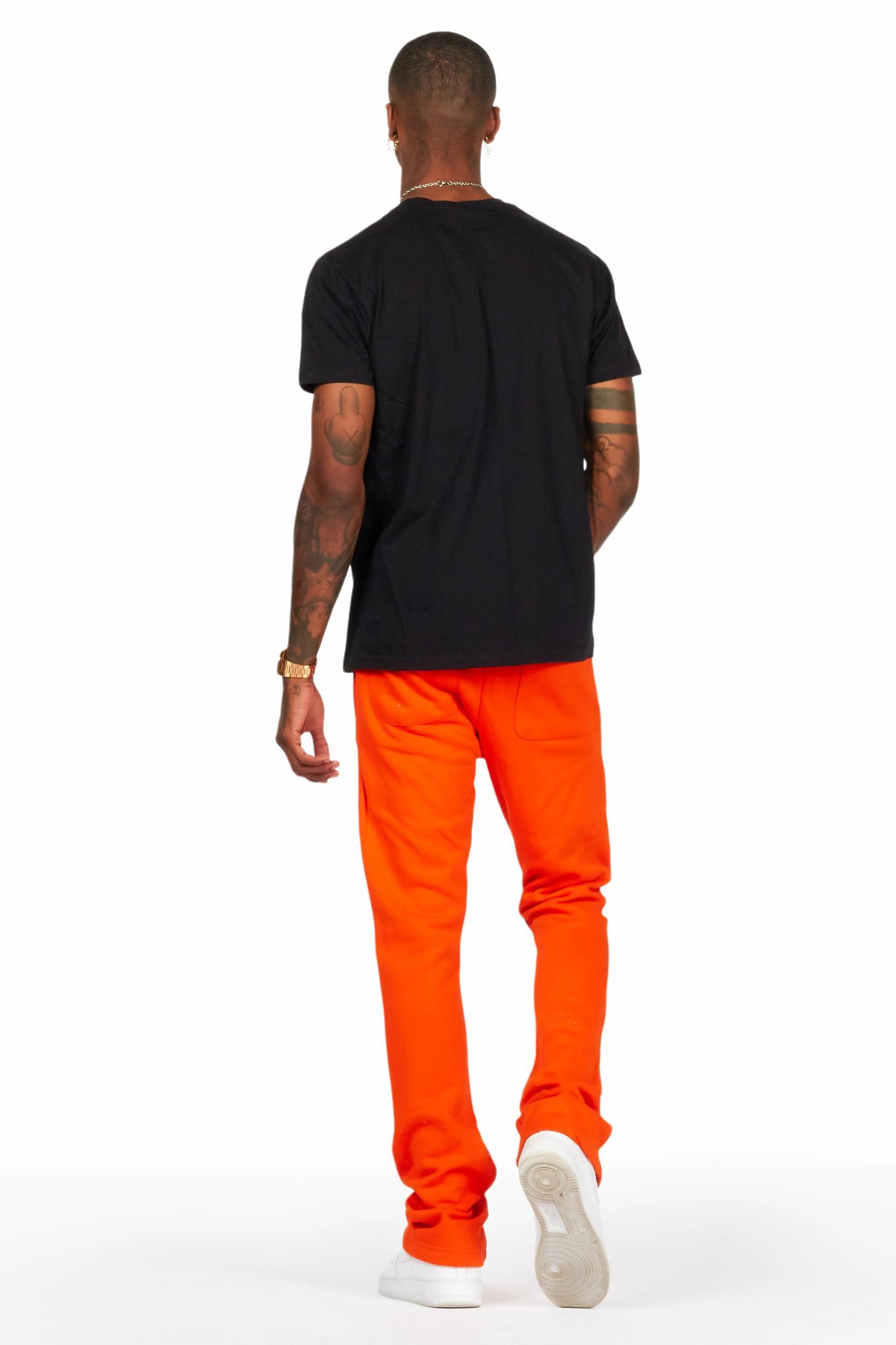 Scottie Black/Orange T-Shirt/Stacked Flare Track Pant Set Male Product Image