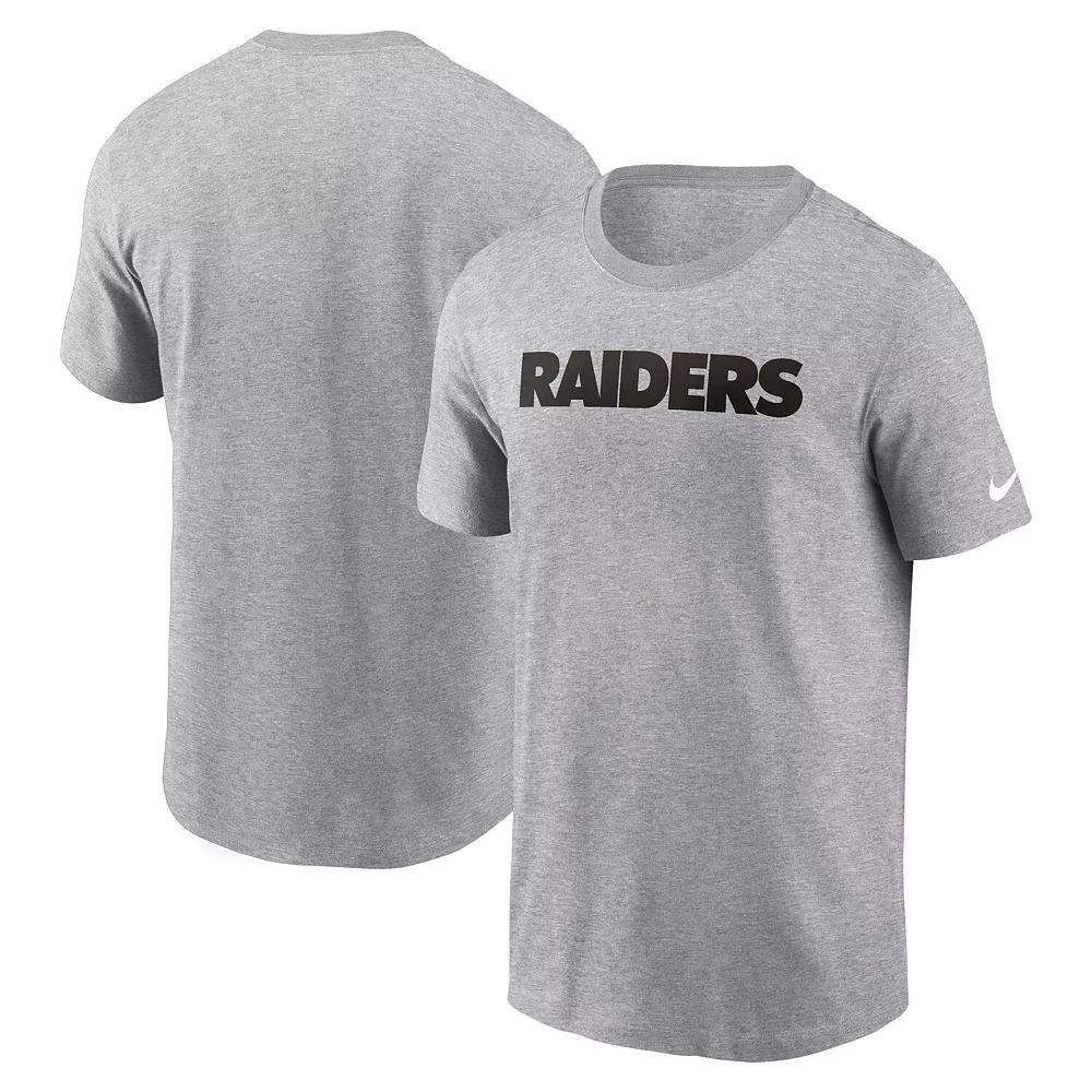 Men's Nike Heather Gray Las Vegas Raiders Primetime Wordmark Essential T-Shirt, Size: Large, Lvr Grey Product Image