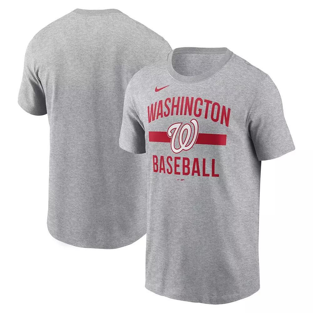 Men's Nike  Heather Gray Washington Nationals Arched T-Shirt, Size: Small, Grey Product Image