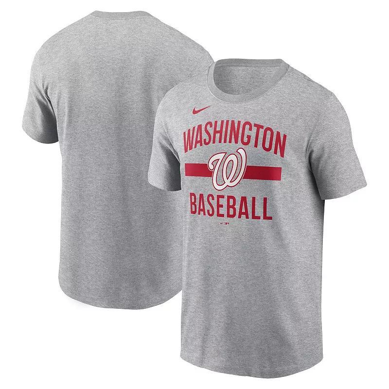 Men's Nike  Heather Gray Washington Nationals Arched T-Shirt, Size: Small, Grey Product Image