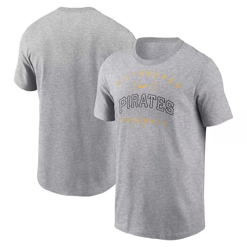 Men's Nike Heather Gray Pittsburgh Pirates Home Team Athletic Arch T-Shirt, Size: Medium, Grey Product Image