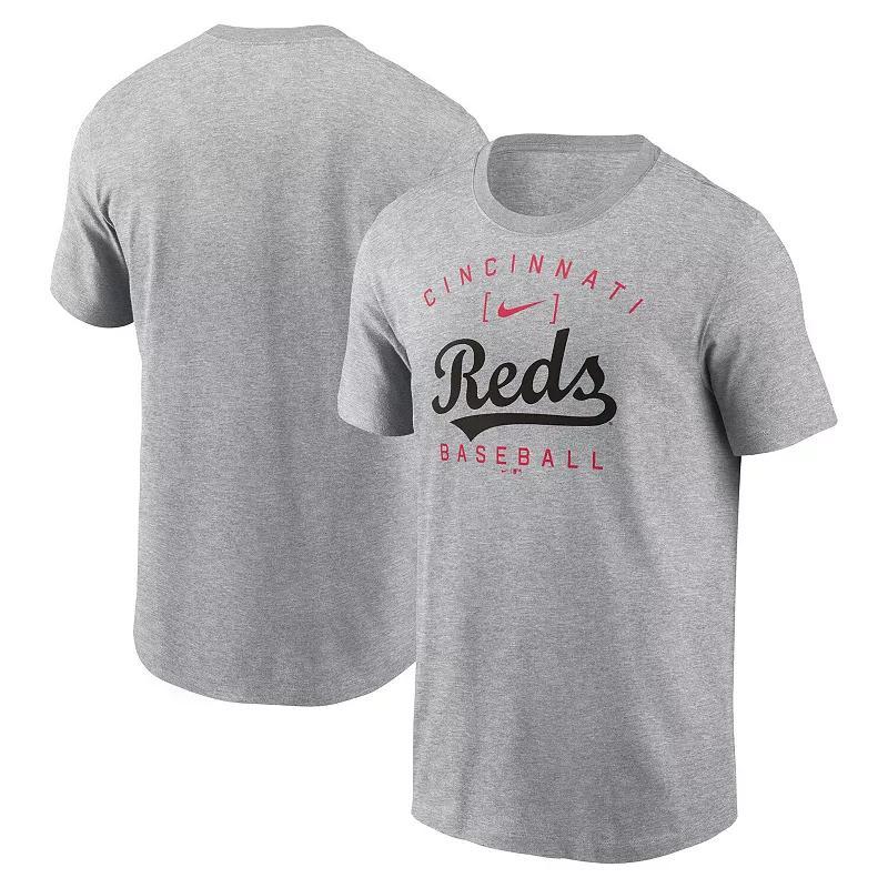 Men's Nike Heather Gray Los Angeles Angels Home Team Athletic Arch T-Shirt, Size: Small, Grey Product Image